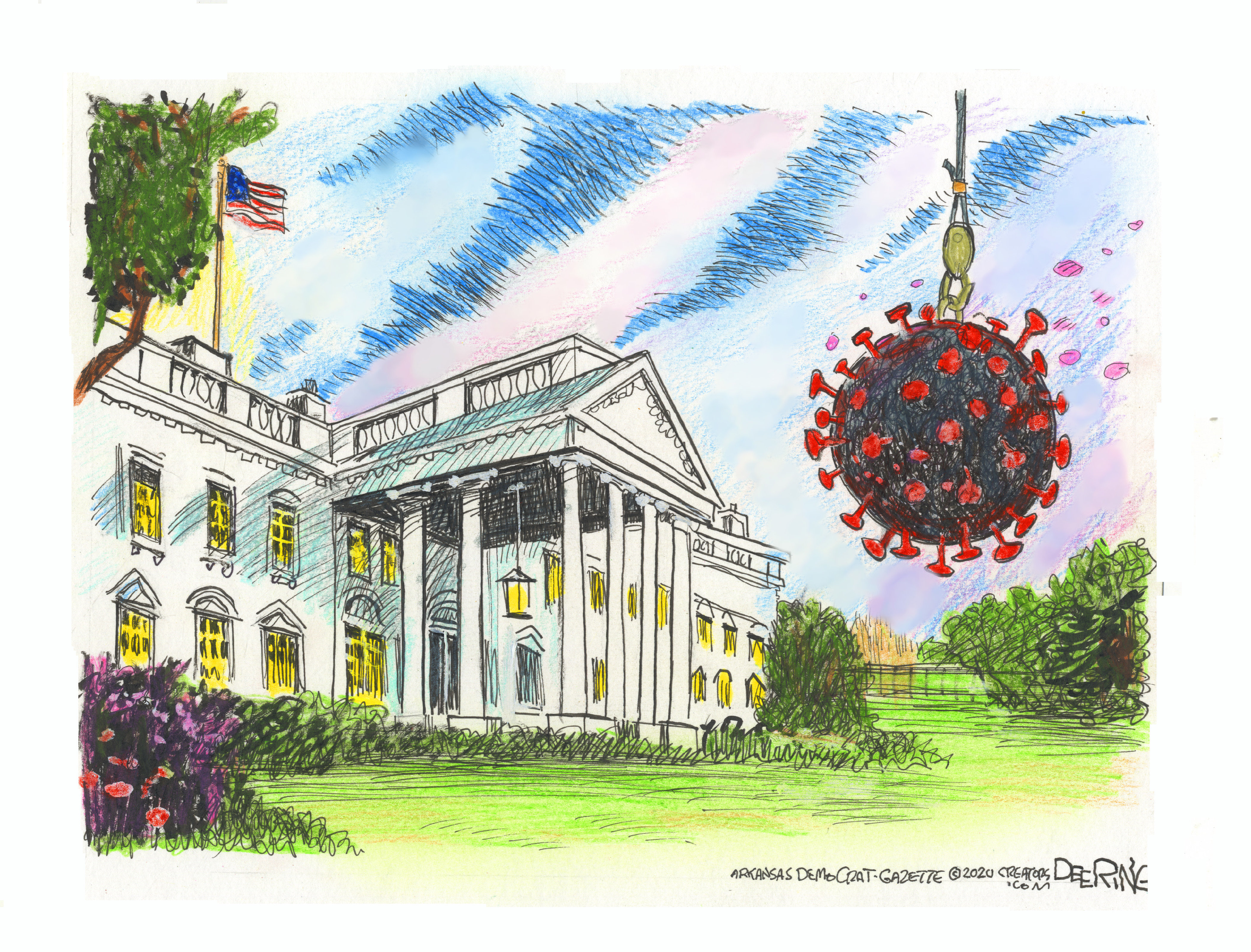 Political Cartoon U.S. White House Trump coronavirus