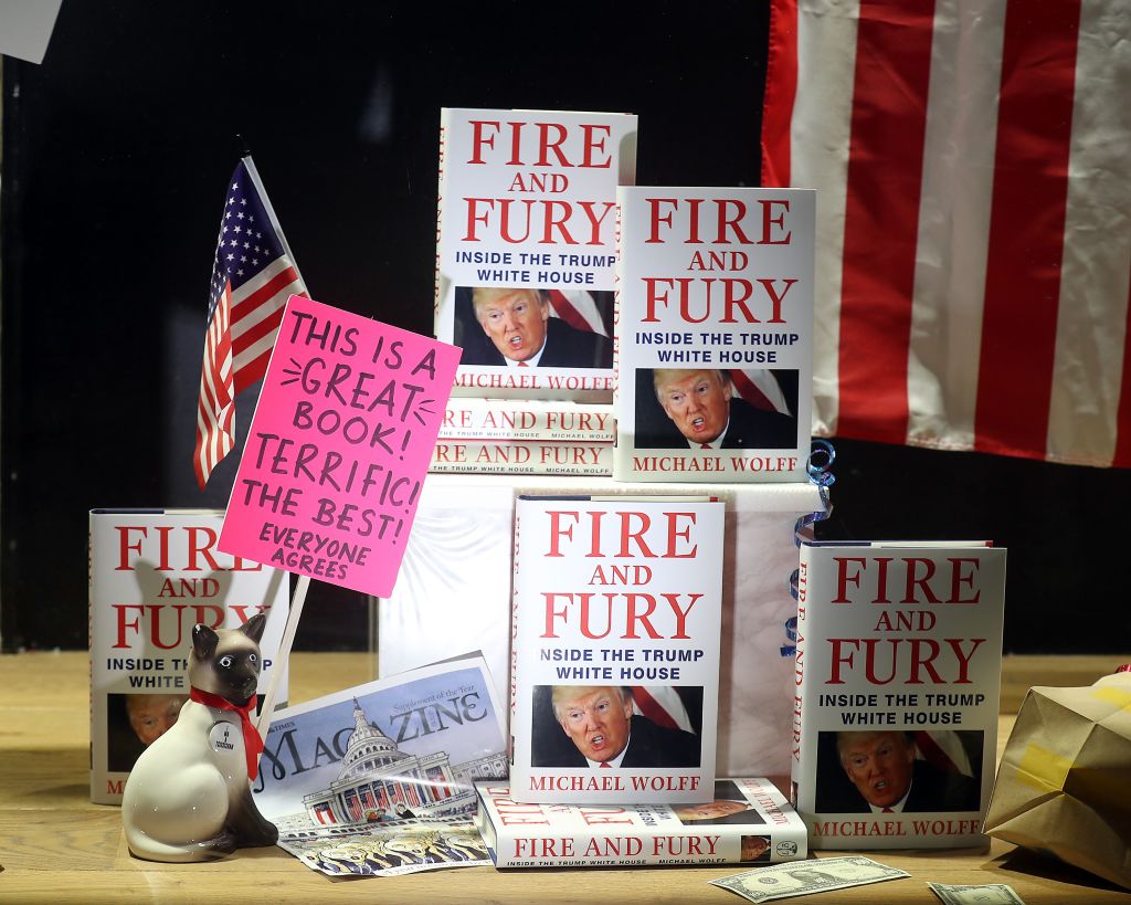 Copies of Michael Wolff&#039;s Fire and Fury.