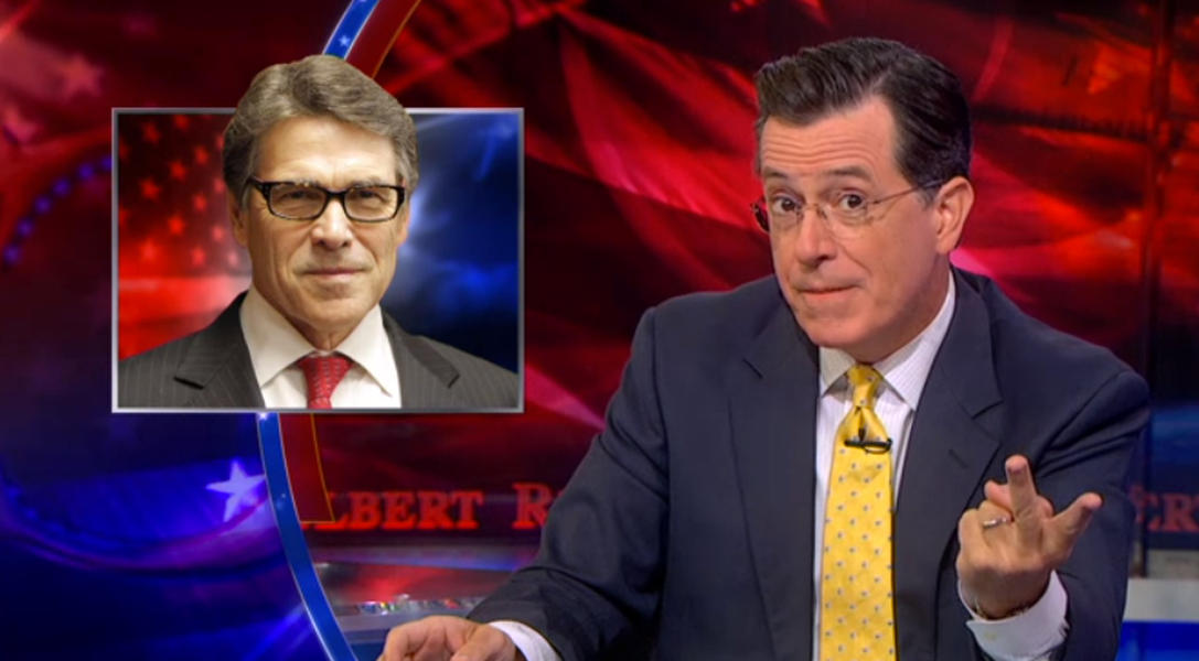 Stephen Colbert gleefully mocks Rick Perry&#039;s &#039;metrosexual&#039; presidential ambitions
