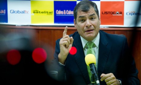 Ecuador&#039;s President Rafael Correa pictured during an interview Aug. 17.