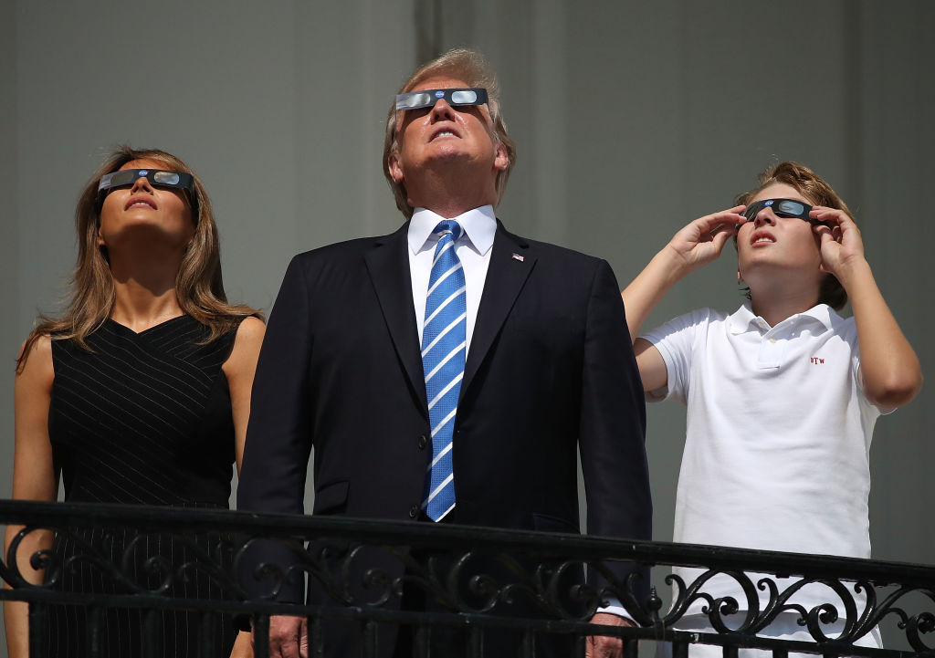 Donald Trump viewing the solar eclipse.