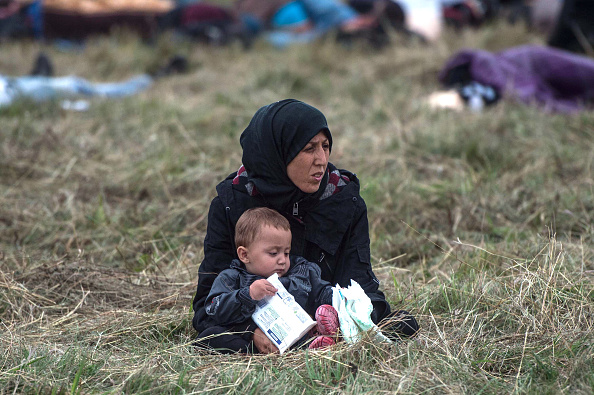 A refugee mother with her baby.
