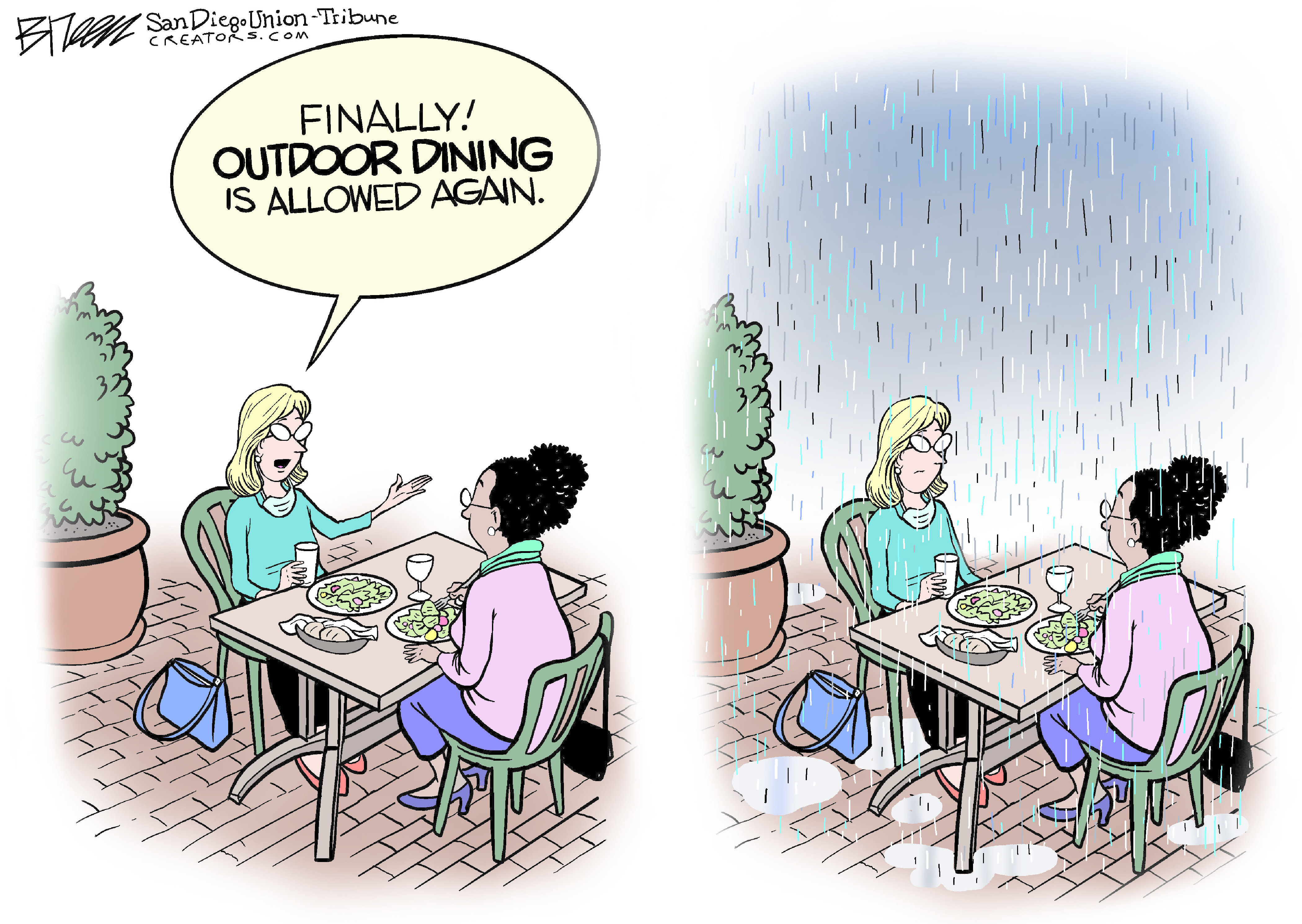 Editorial Cartoon U.S. covid outdoor dining