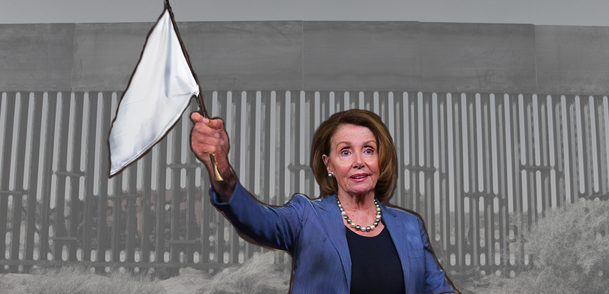Nancy Pelosi surrendering border wall.