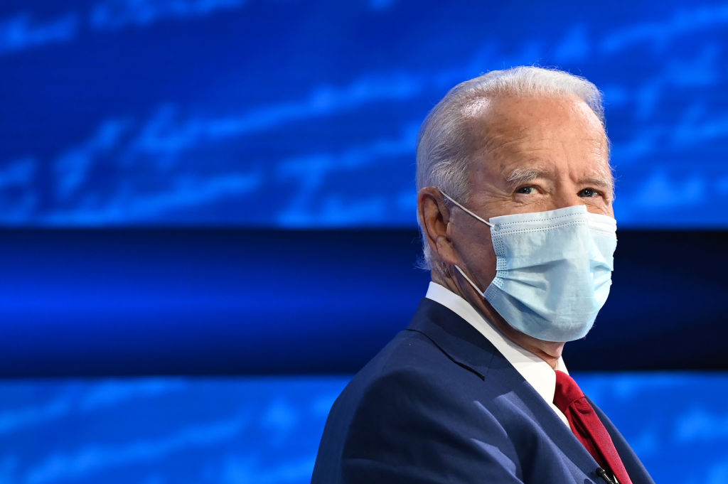 Democratic Presidential candidate and former US Vice President Joe Biden participates in an ABC News town hall event at the National Constitution Center in Philadelphia on October 15, 2020.