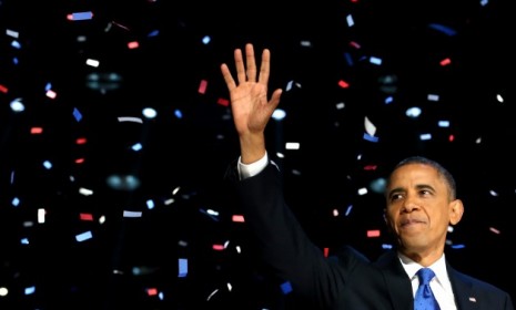 President Obama after his victory speech in Chicago: In total, $931,471,420 was spent on the campaign to re-elect Obama.