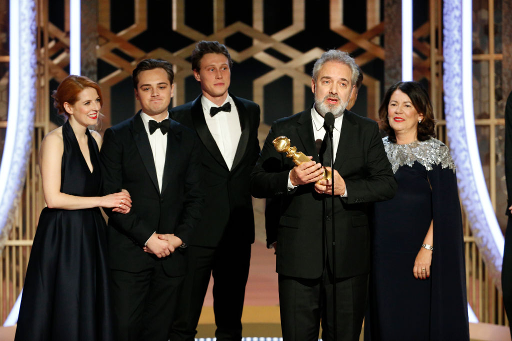 Sam Mendes and the cast of &quot;1917.&quot;