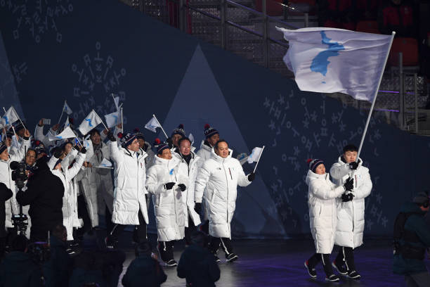 North and South Korea marched together under a unified flag.