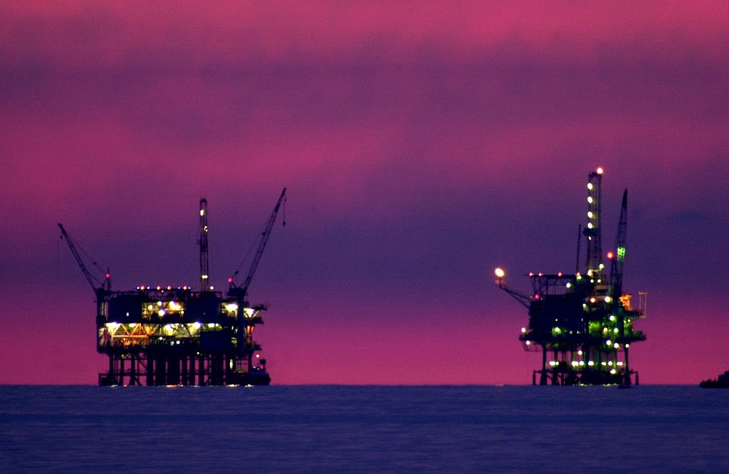 Oil and gas platforms near Santa Barbara, California.