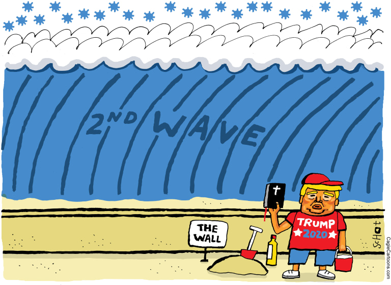 Political Cartoon U.S. Trump coronavirus second wave