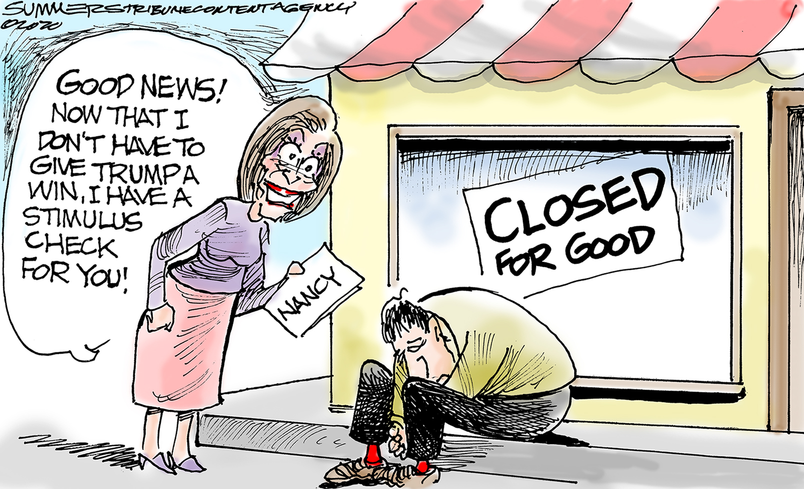Political Cartoon U.S. Pelosi COVID stimulus