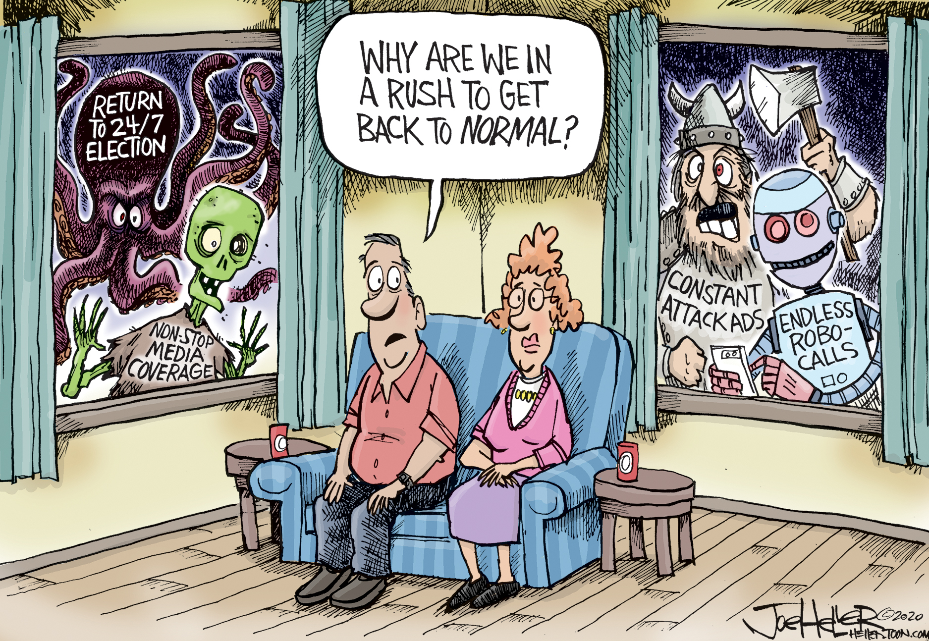 Editorial Cartoon U.S. coronavirus return to normal