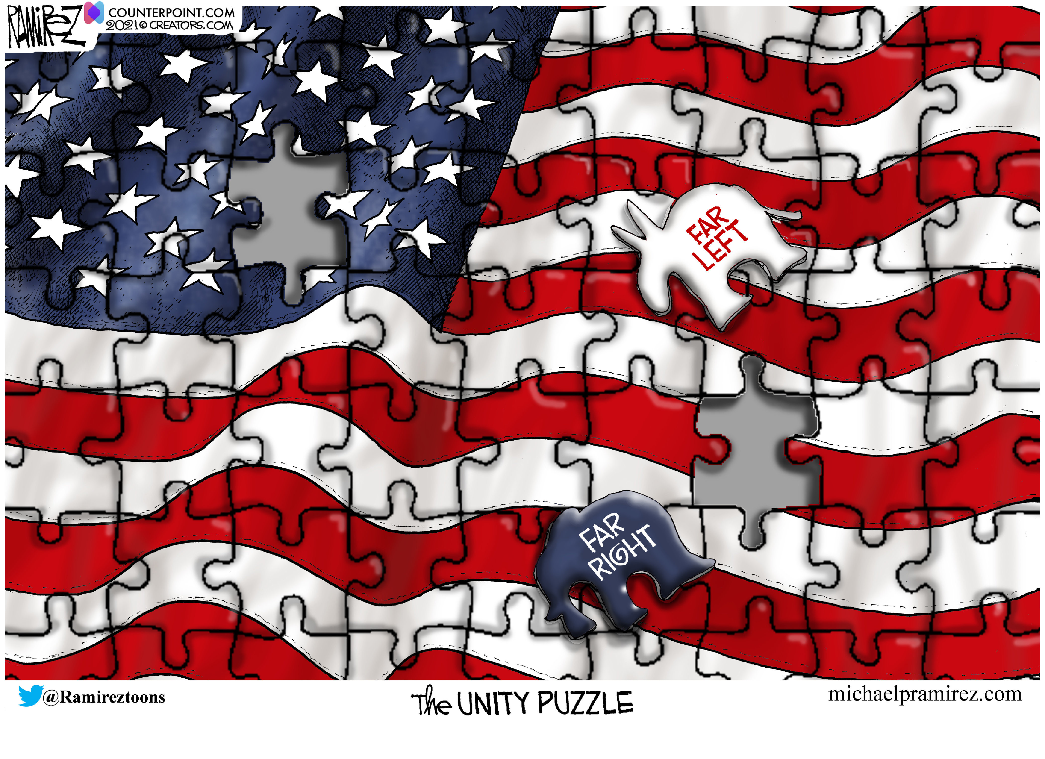 Political Cartoon U.S. GOP Democrats unity