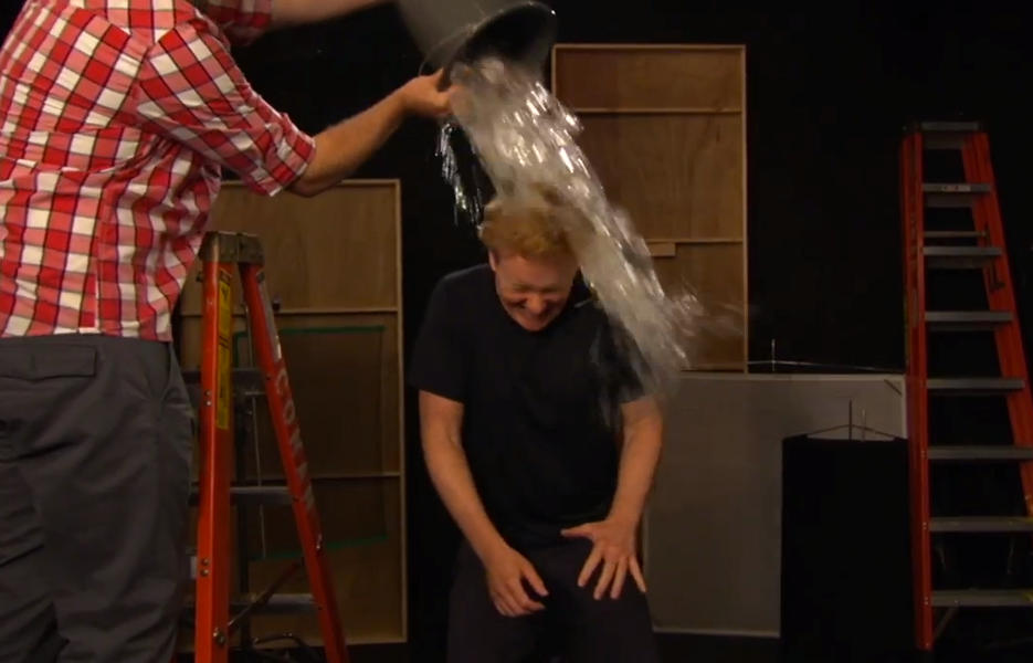 Conan O&#039;Brien takes the Ice Bucket Challenge, with a twist