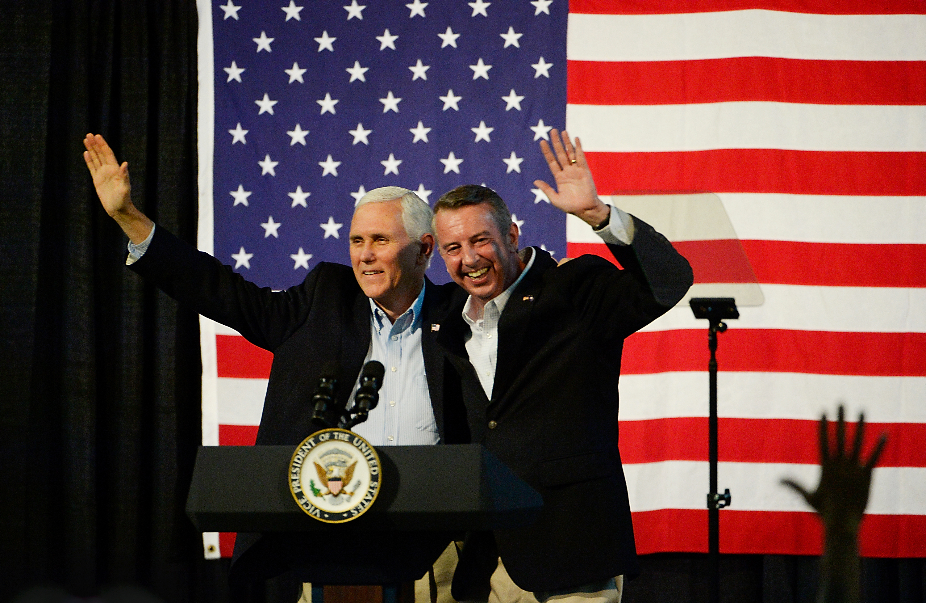 Vice President Pence and Virginia&#039;s Republican gubernatorial candidate Ed Gillespie.