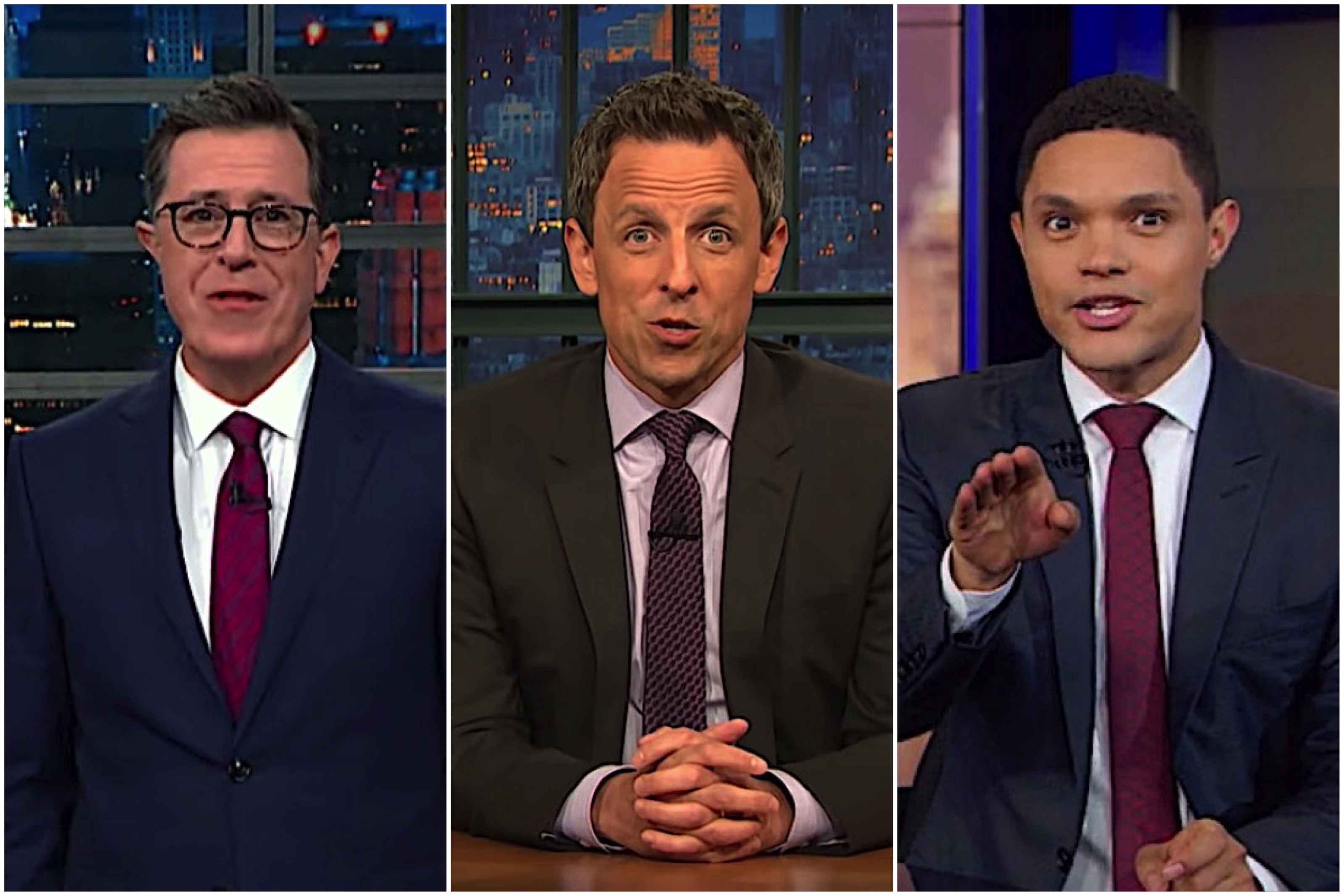 Stephen Colbert, Trevor Noah, Seth Meyers on the Iran conflict
