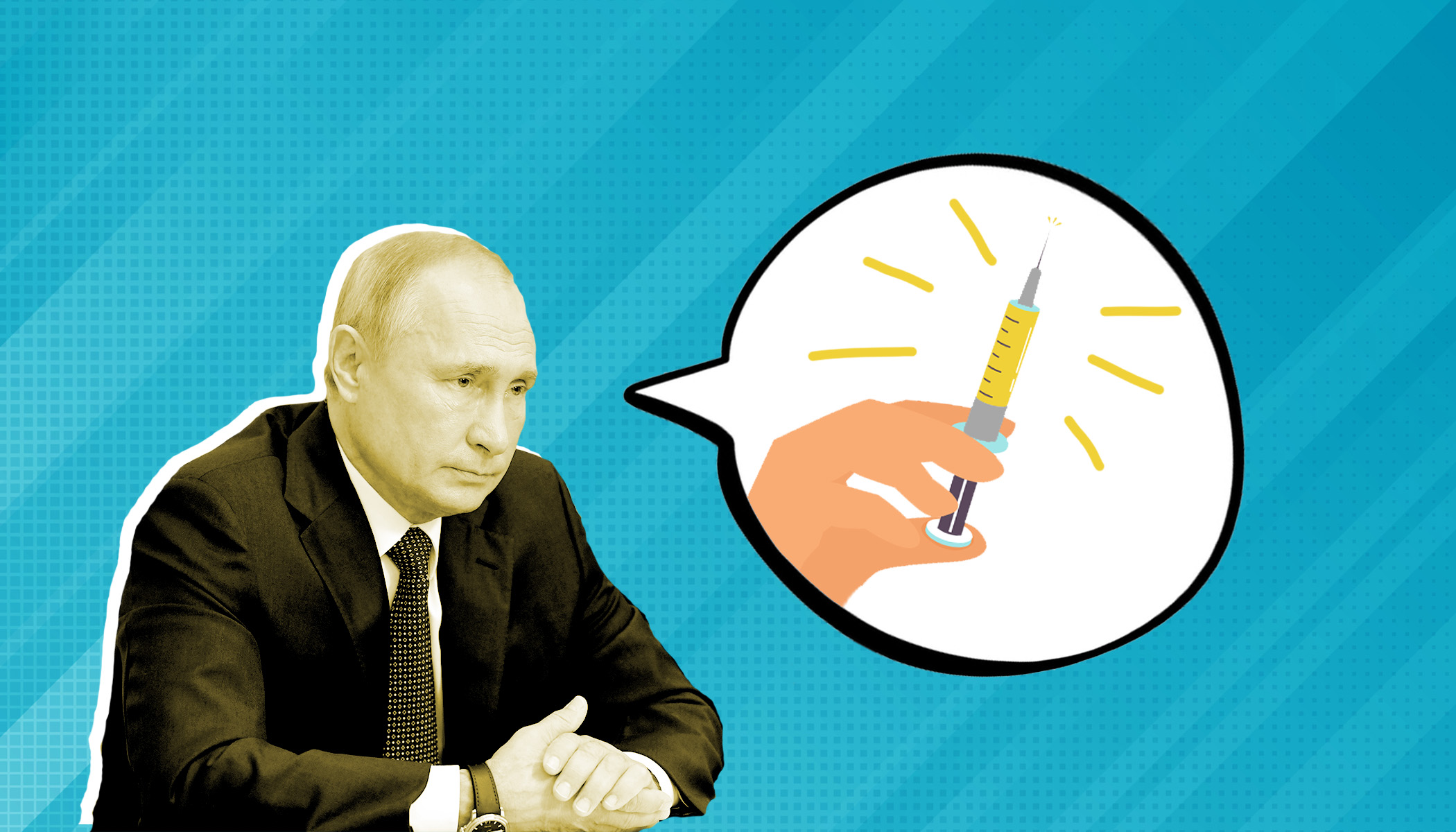 Russian President Vladimir Putin announces a vaccine.