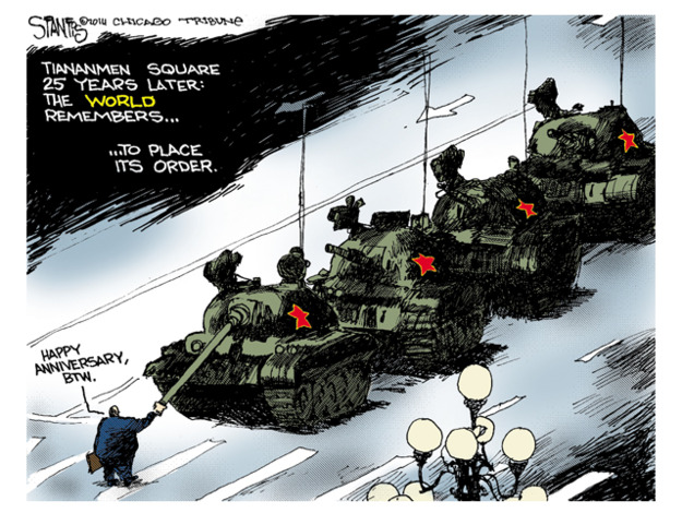 Editorial cartoon Tiananmen Square anniversary