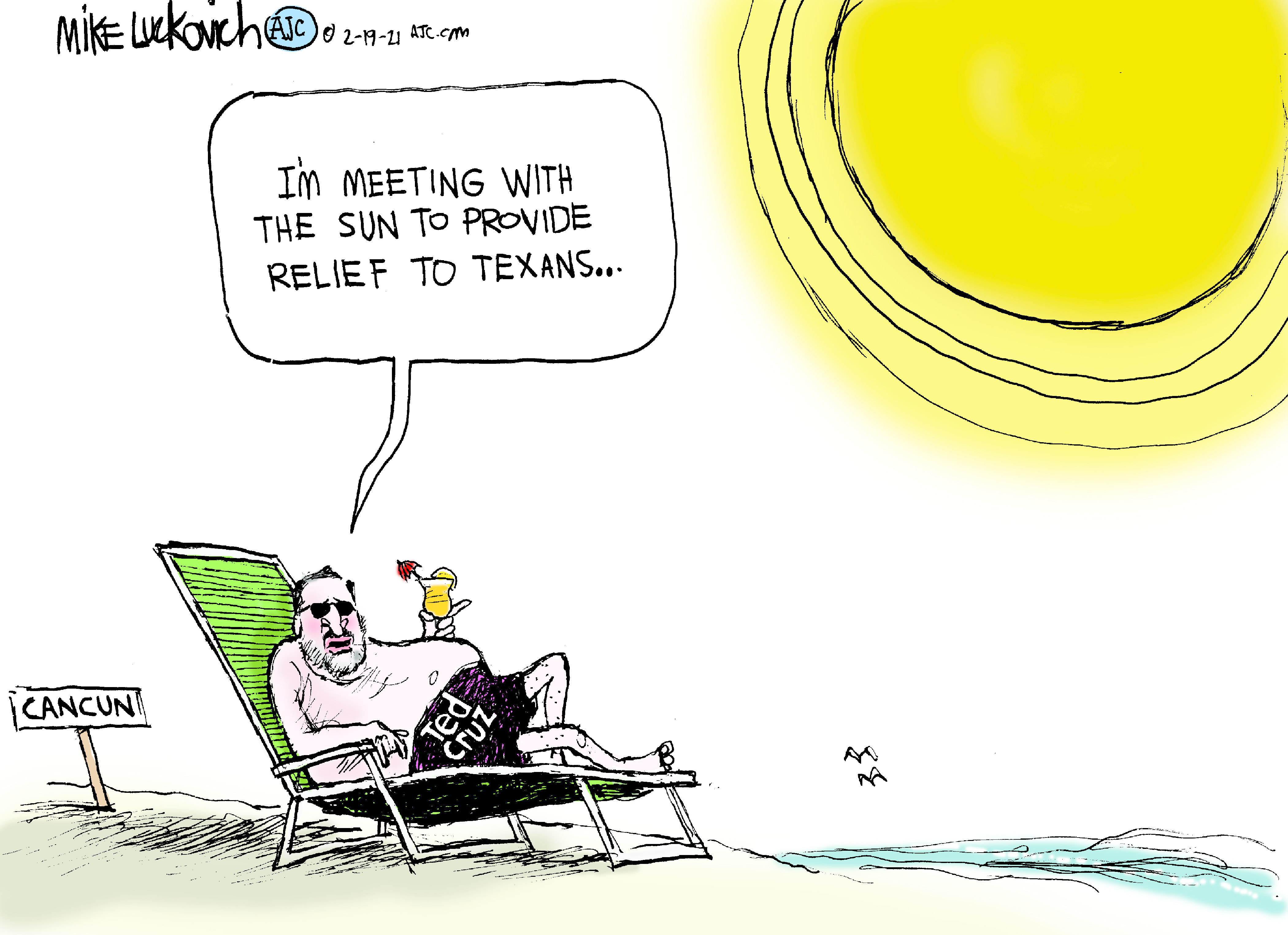 Political Cartoon U.S. ted cruz cancun texas