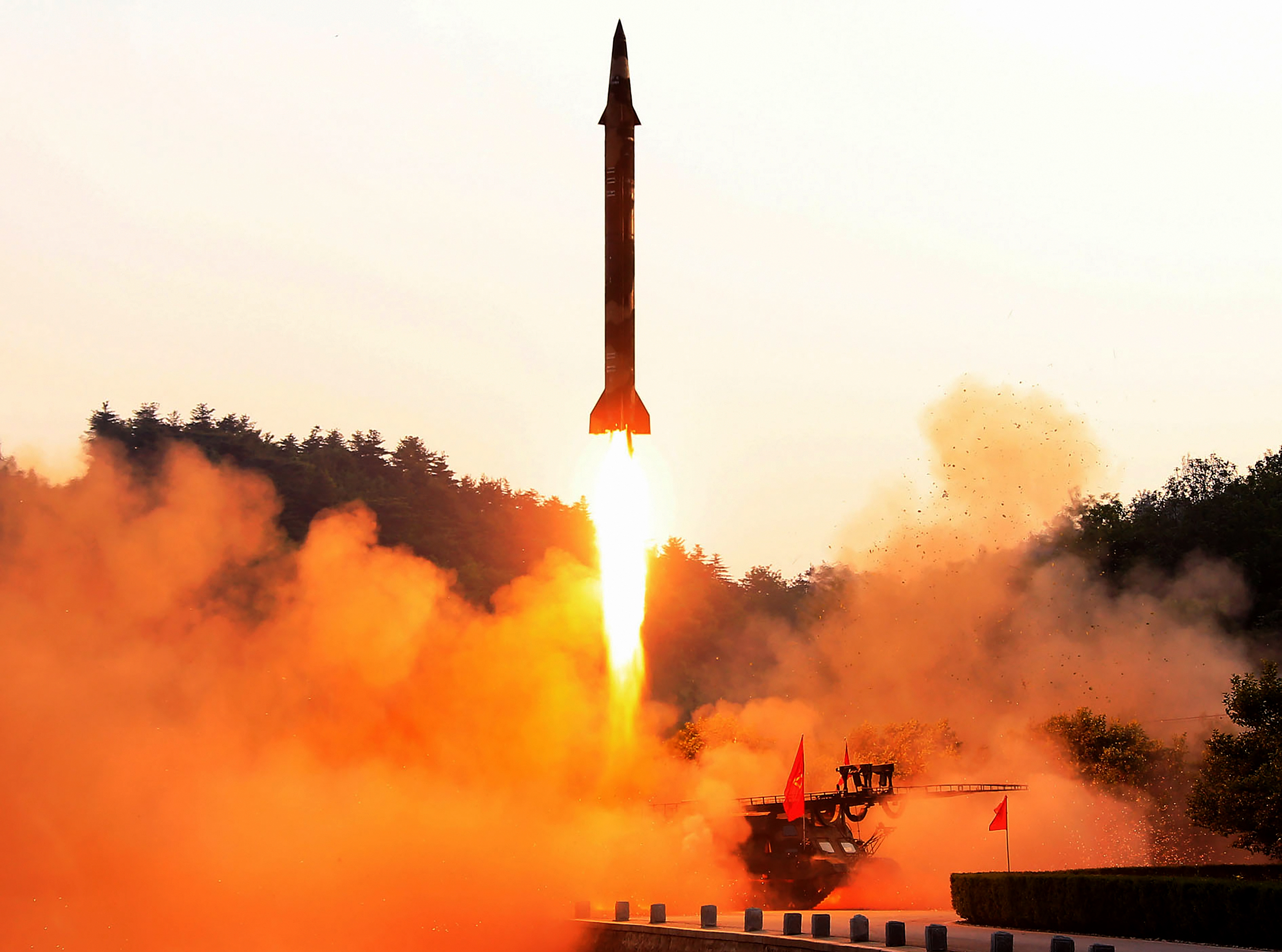 A ballistic missile is test-fired in North Korea
