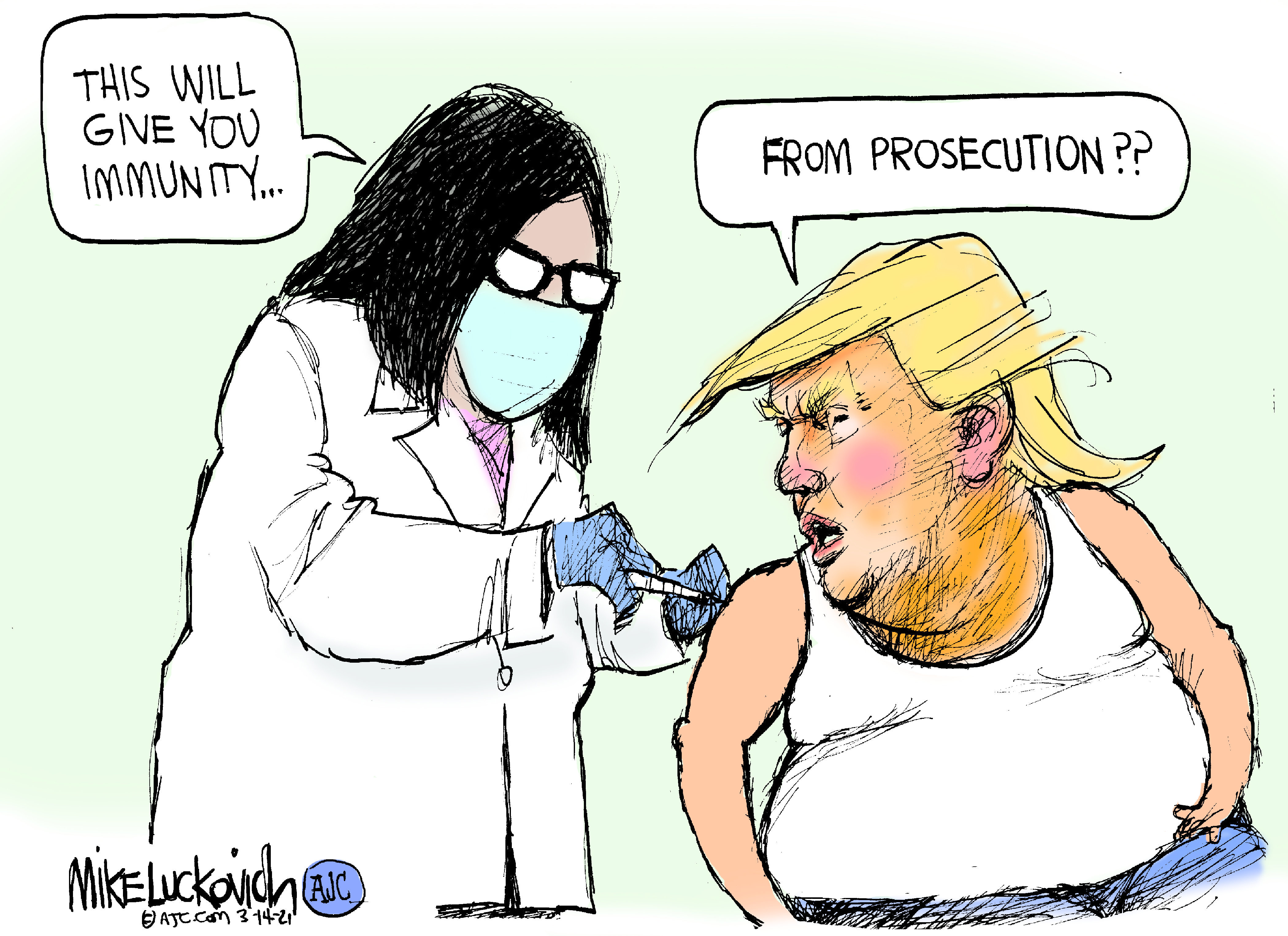 Political Cartoon U.S. trump covid vaccine prosecution
