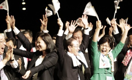 Members of Pyeongchang&#039;s 2018 bid committee celebrate after beating out European heavy-hitters Germany and France for the 2018 Winter Olympics.