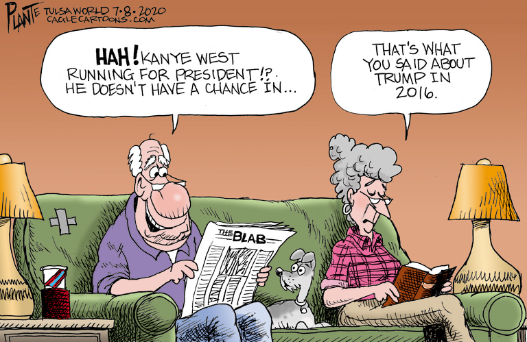 Political Cartoon U.S. Trump Kanye 2020