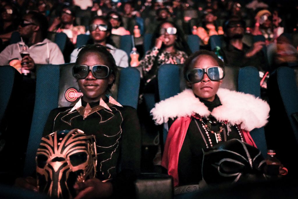Moviegoers watching &#039;Black Panther.&#039;