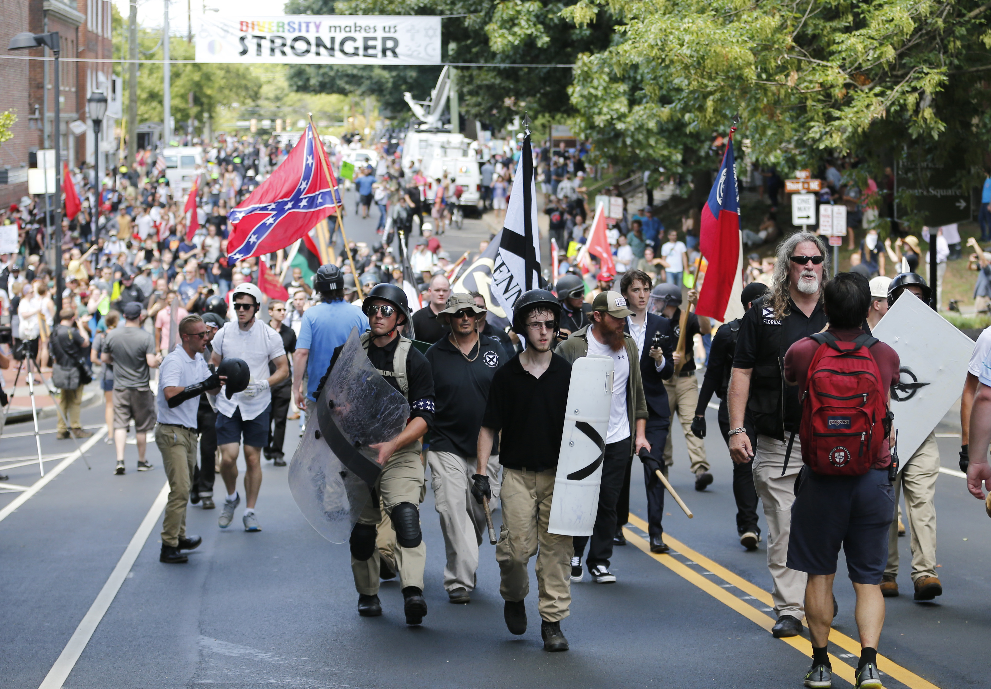 White nationalists march in Charlottesville, Virginia, August 12, 2017