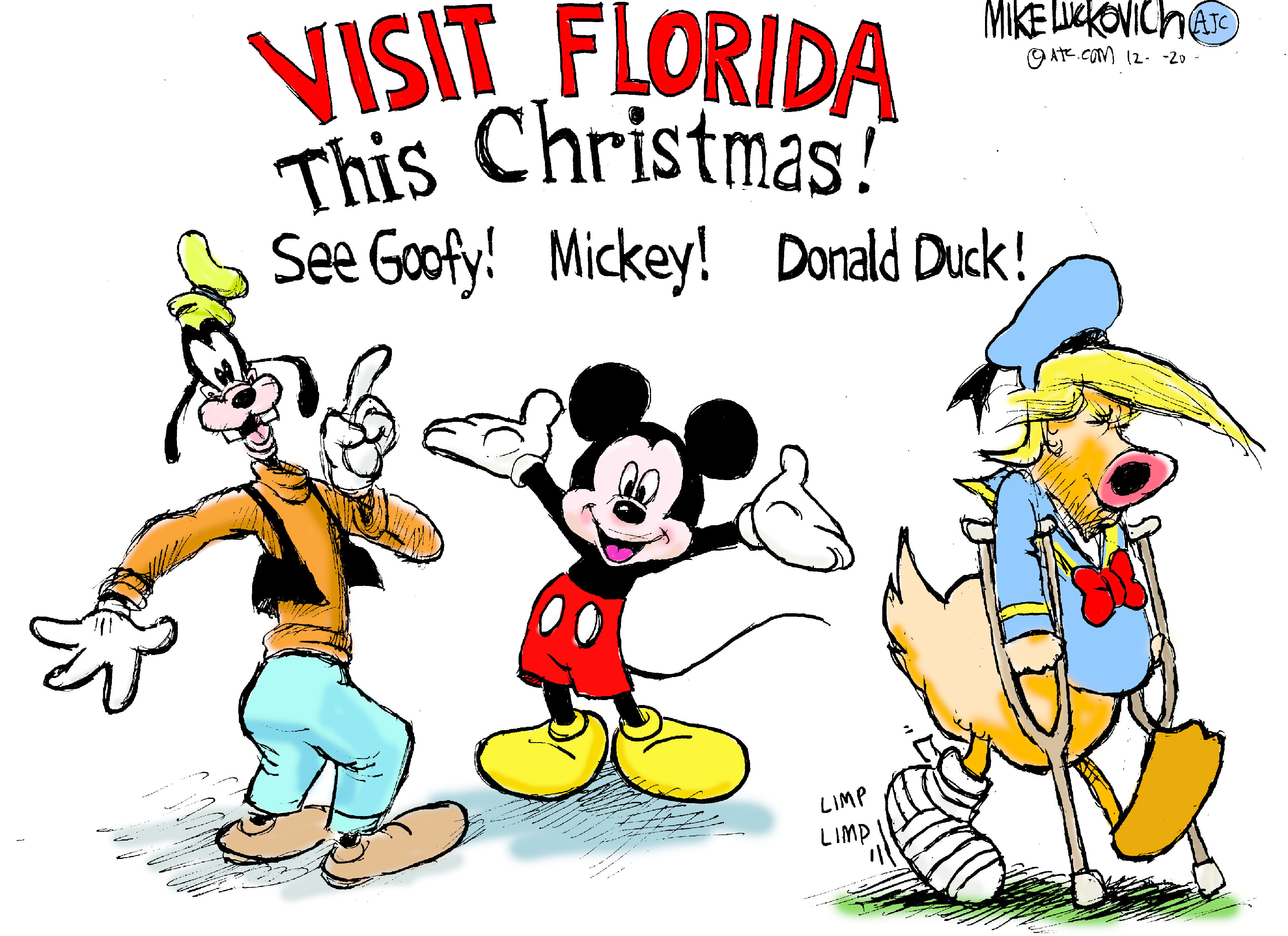 Political Cartoon U.S. Trump Disney lame duck Florida