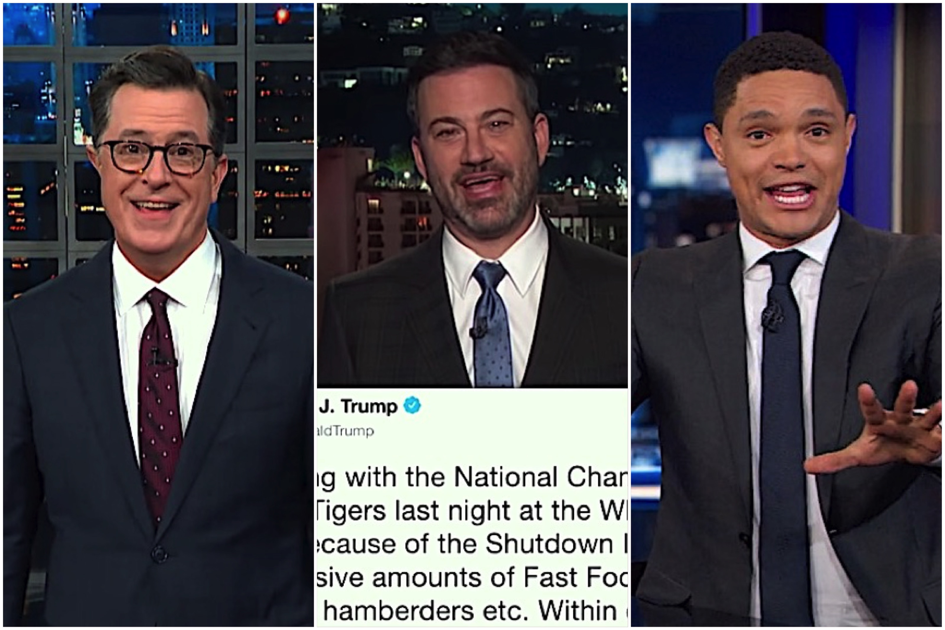 Late-night hosts mock Trump&#039;s &quot;hamberders&quot; tweet