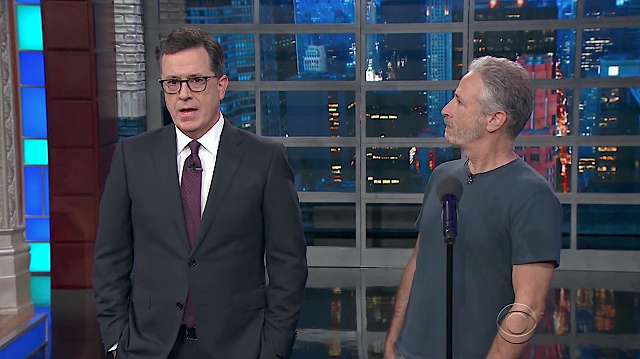 Stephen Colbert and Jon Stewart talk Trump