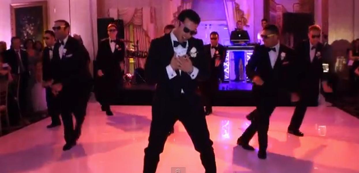 Groom and his groomsmen get down in this perfect choreographed wedding dance