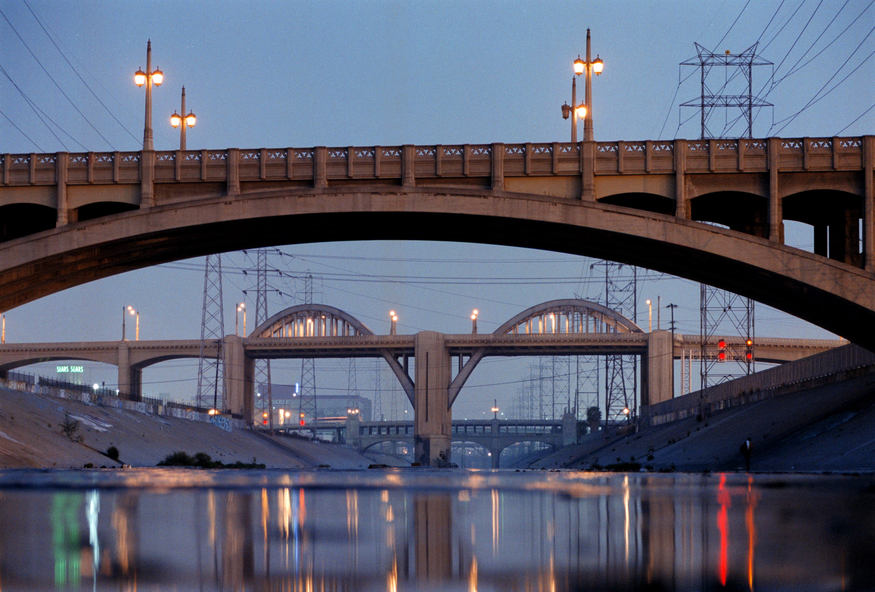 The L.A. River in downtown Los Angeles. 