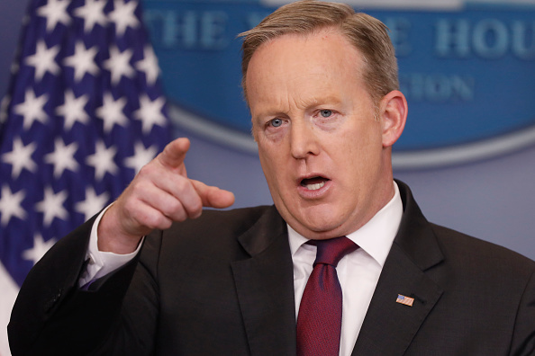 Sean Spicer holds a press briefing on Feb. 23.