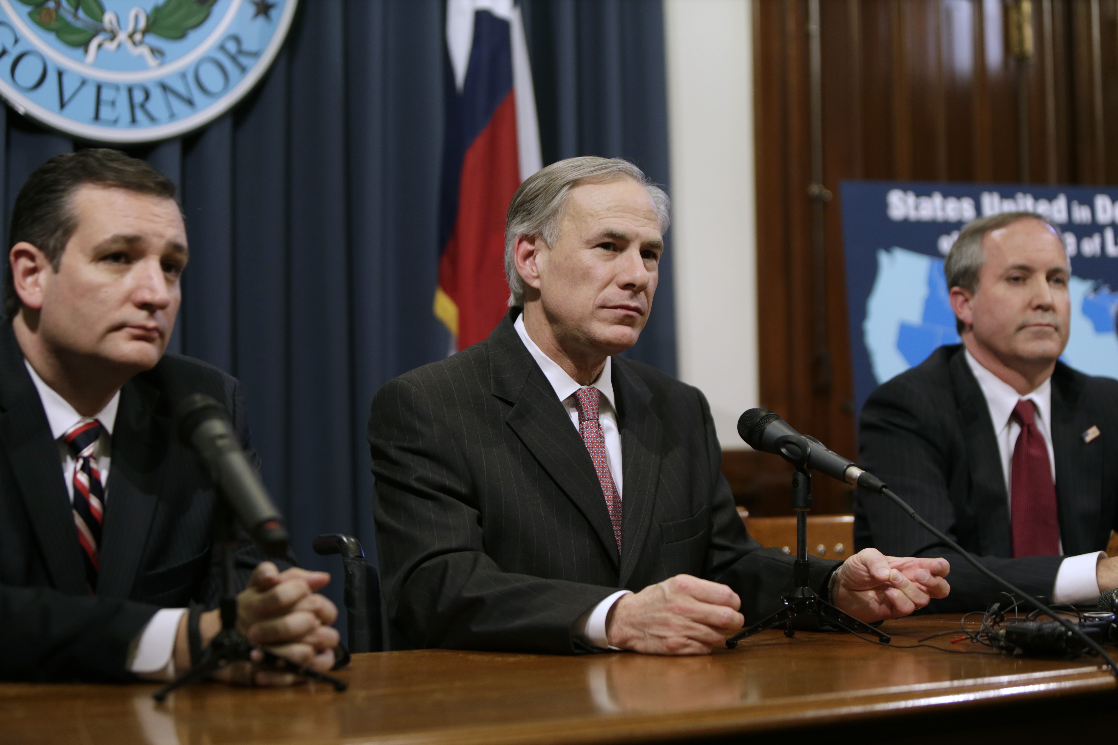 U.S. Sen. Ted Cruz, Texas Gov. Greg Abbott, and Texas Attorney General Ken Paxton.