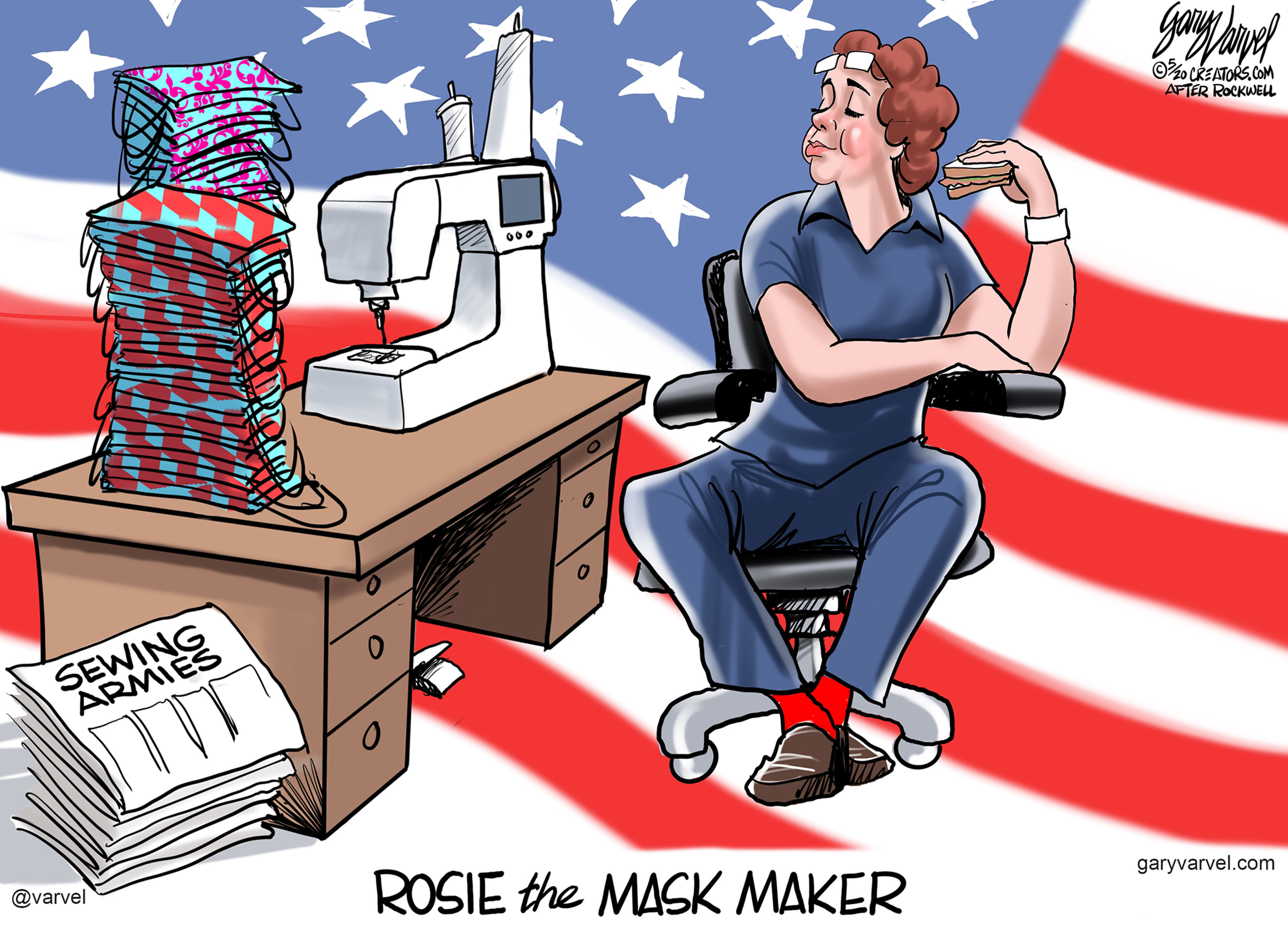 Editorial Cartoon U.S. coronavirus Rosie the riveter masks