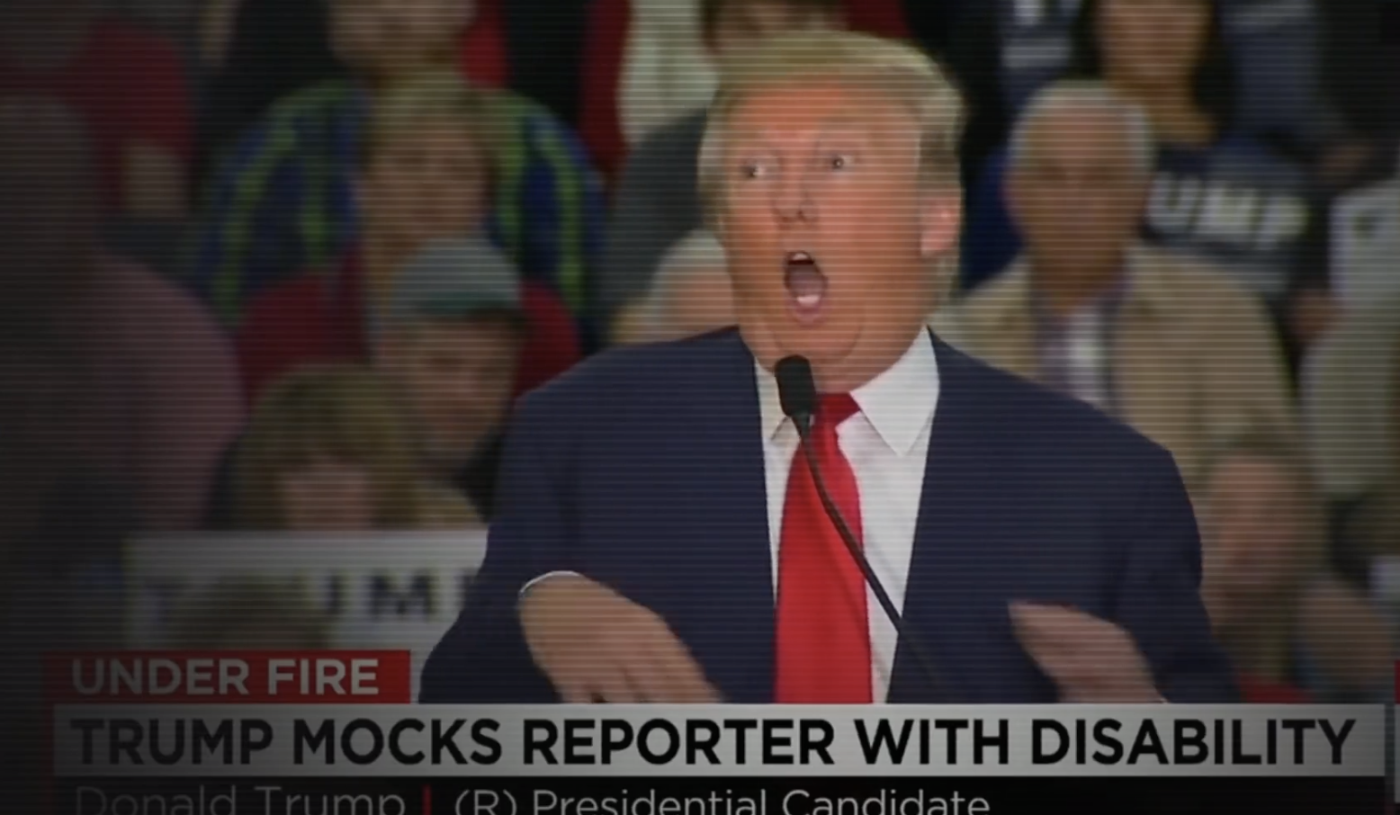 Donald Trump mocks a disabled reporter.