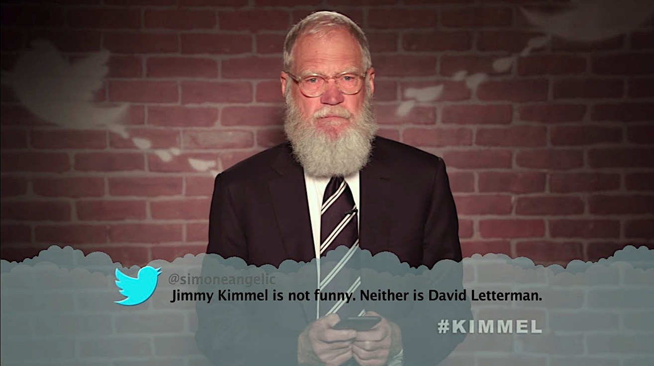 David Letterman reads a mean tweet about Jimmy Kimmel