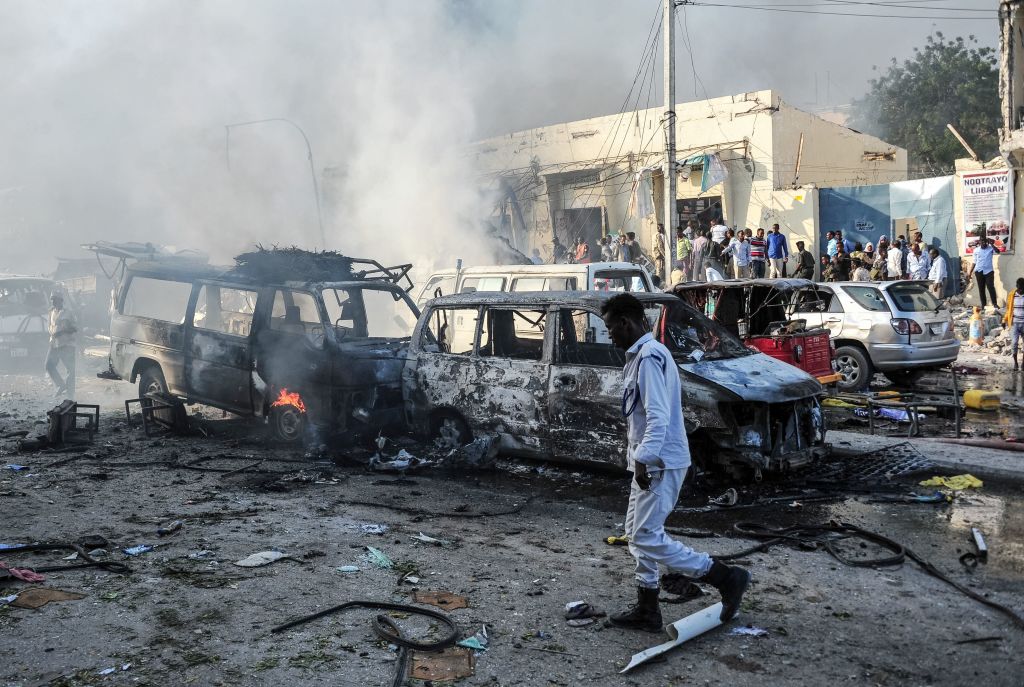 The aftermath of a truck bomb in Mogadishu