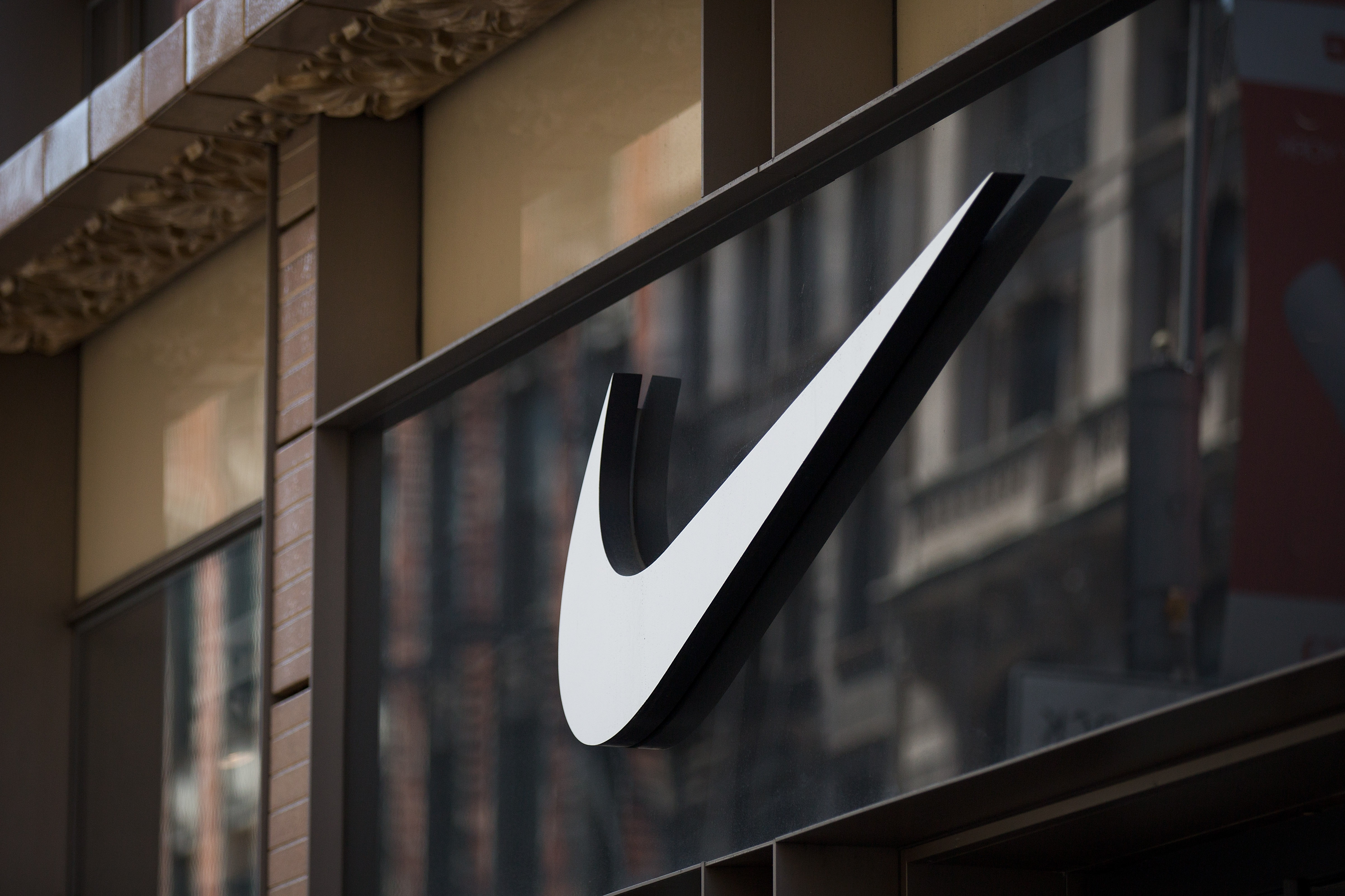 The Nike logo at a store in New York