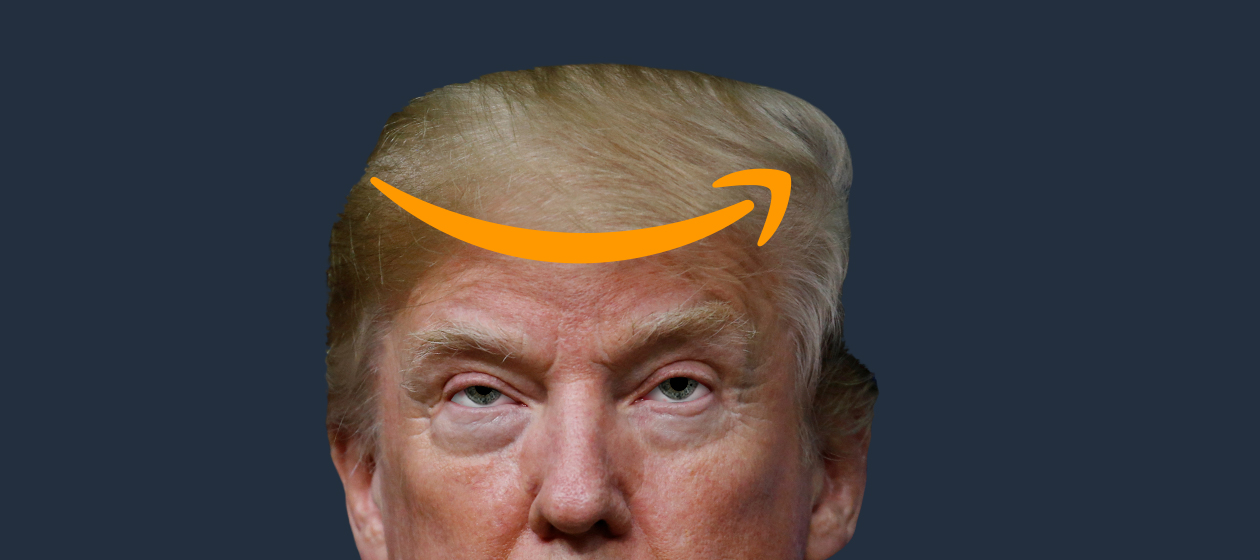President Trump and the Amazon logo.
