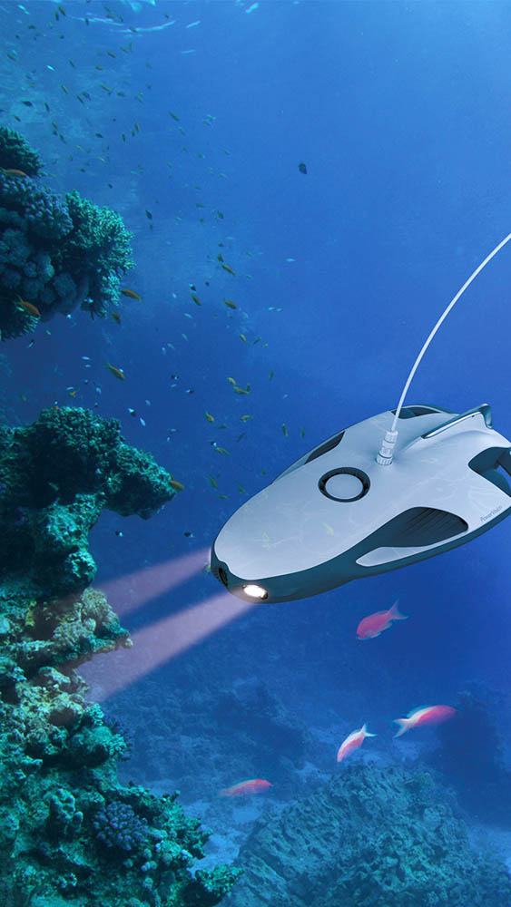 The PowerRay underwater robot.