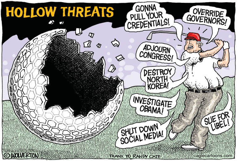 Political Cartoon U.S. Trump empty threats