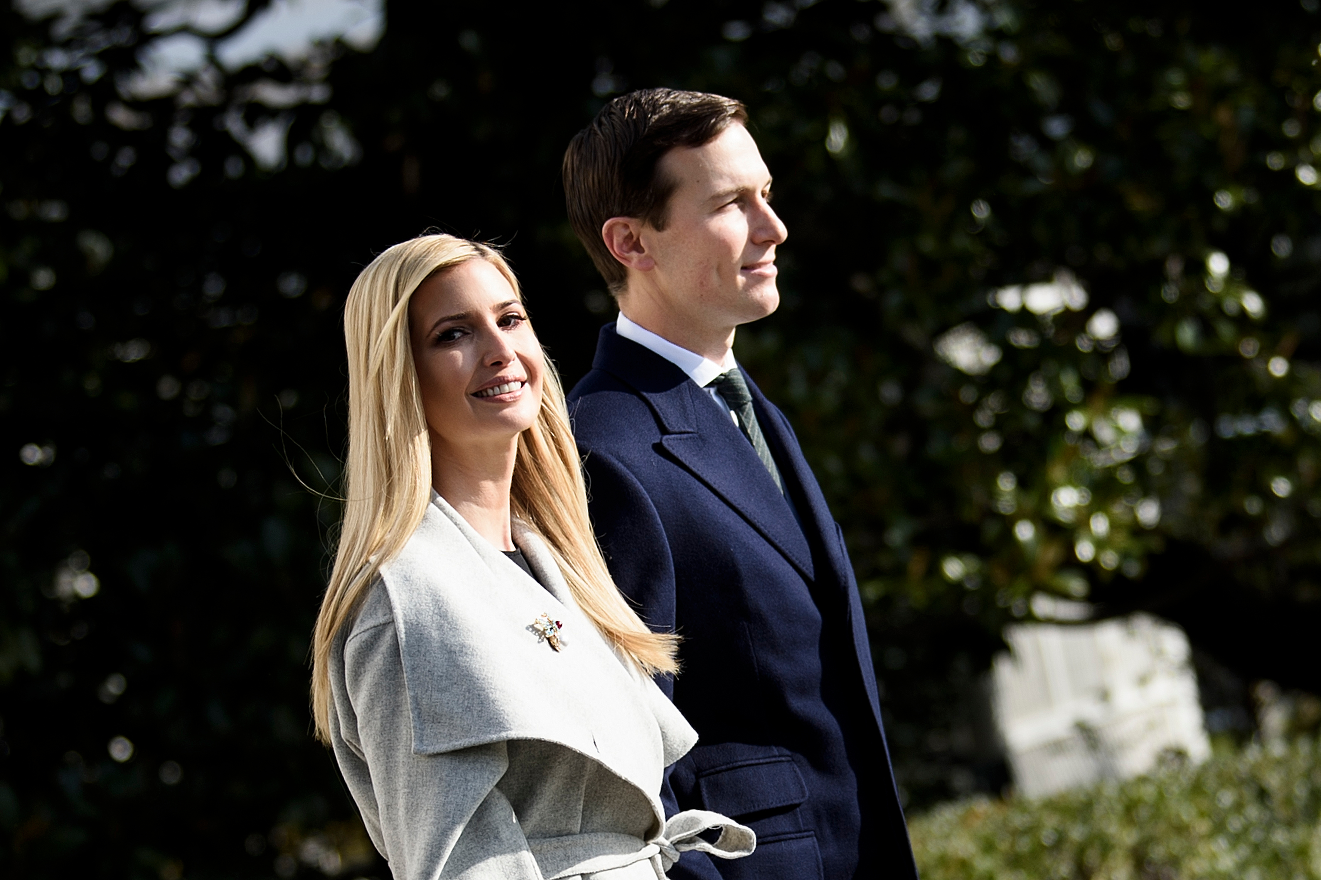 Ivanka Trump and Jared Kushner on the White House lawn
