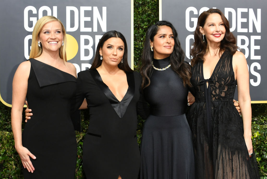 Reese Witherspoon, Eva Longoria, Salma Hayek, and Ashley Judd at the 2018 Golden Globes.