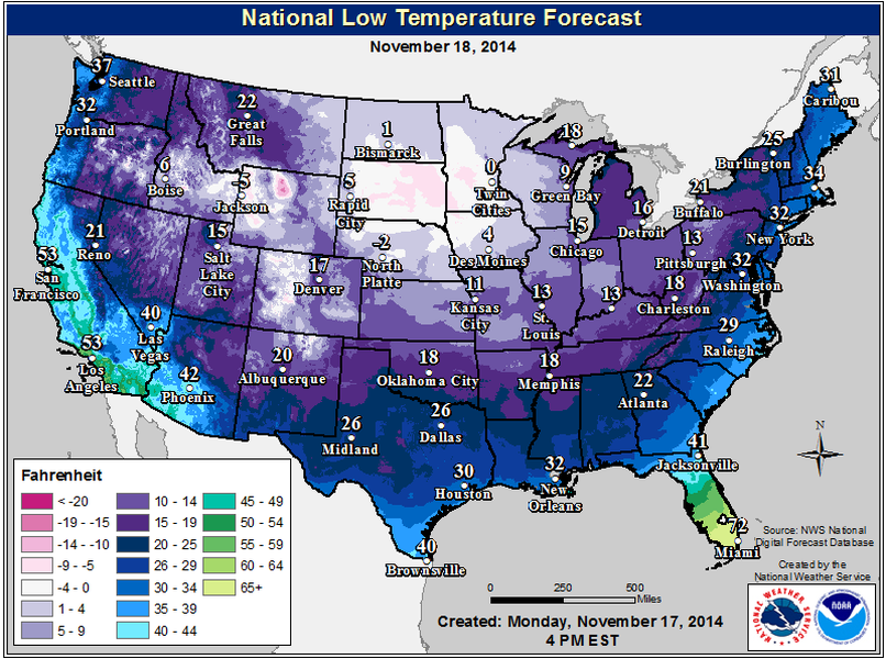 Below freezing temperatures expected in all 50 states
