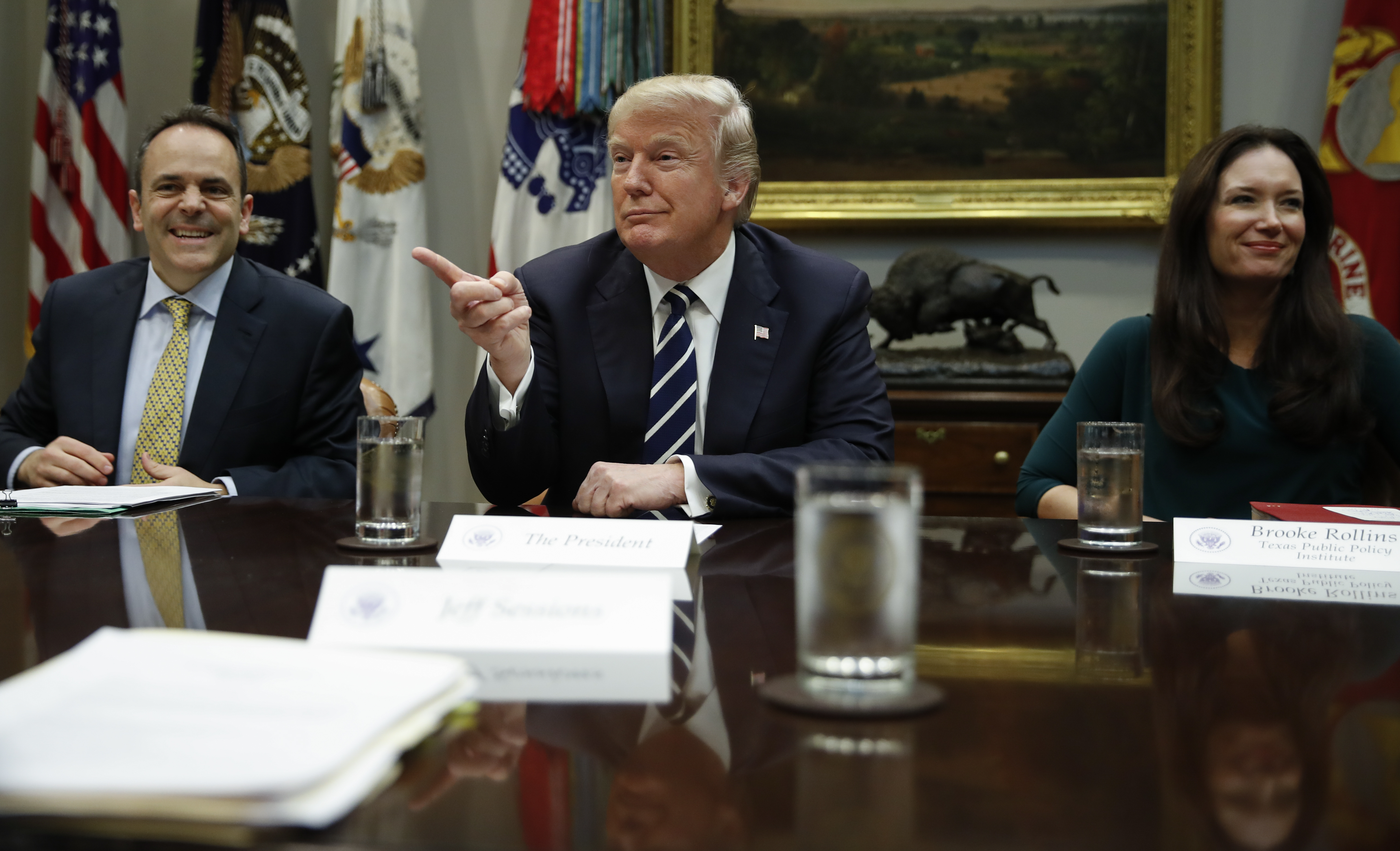 President Trump during a prison reform roundtable.
