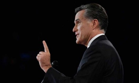 Mitt Romney speaks during the presidential debate in Denver on Oct. 3.