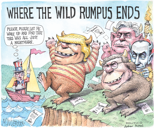 Political Cartoon U.S. Trump Biden where the wild things are
